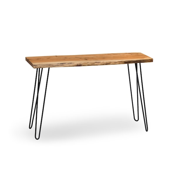 Alaterre Furniture Hairpin Natural Live Edge Wood with Metal 48" Media Console Table, Natural AWDD1020 - main